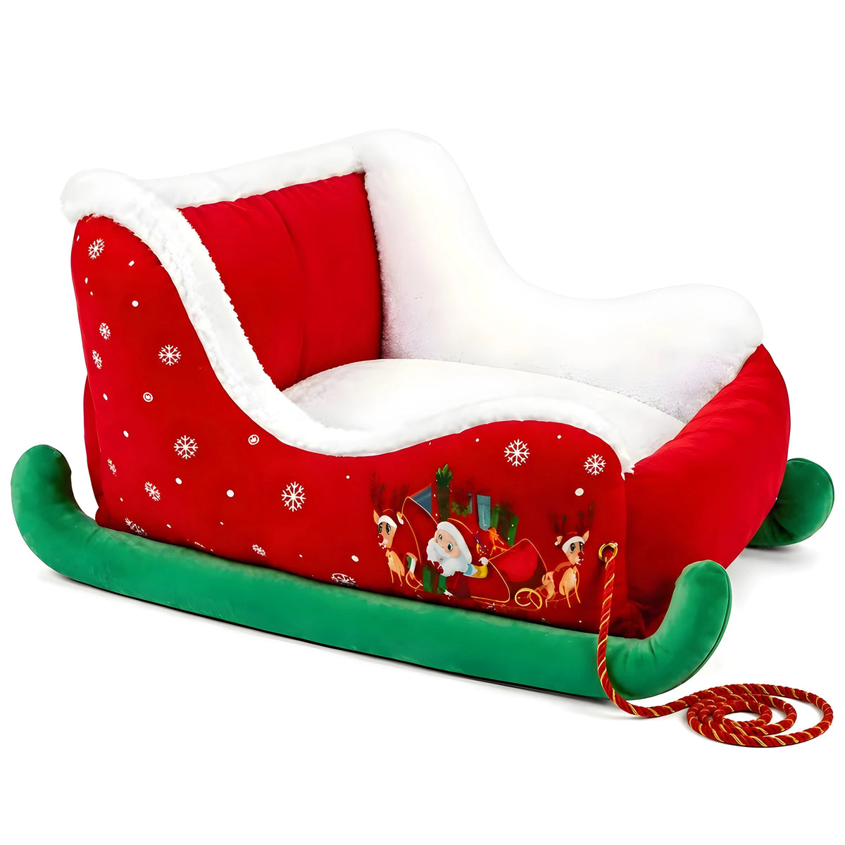 Lit de Noël pour animaux, Traîneau vert