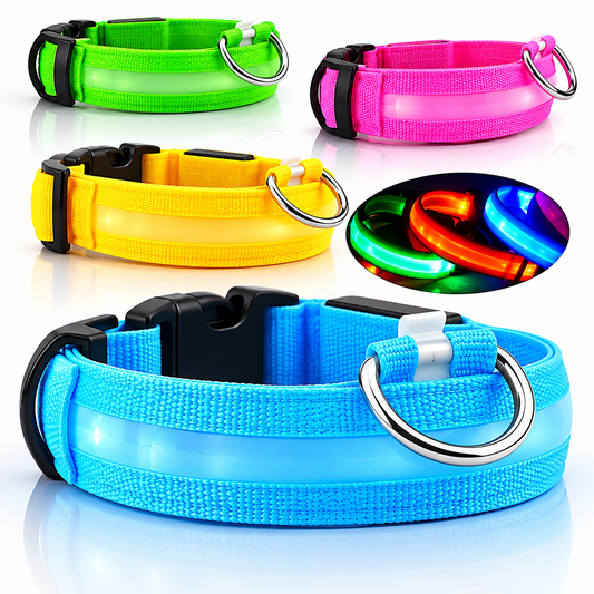 Colliers lumineux LED de plusieurs couleurs, allumés et éteints