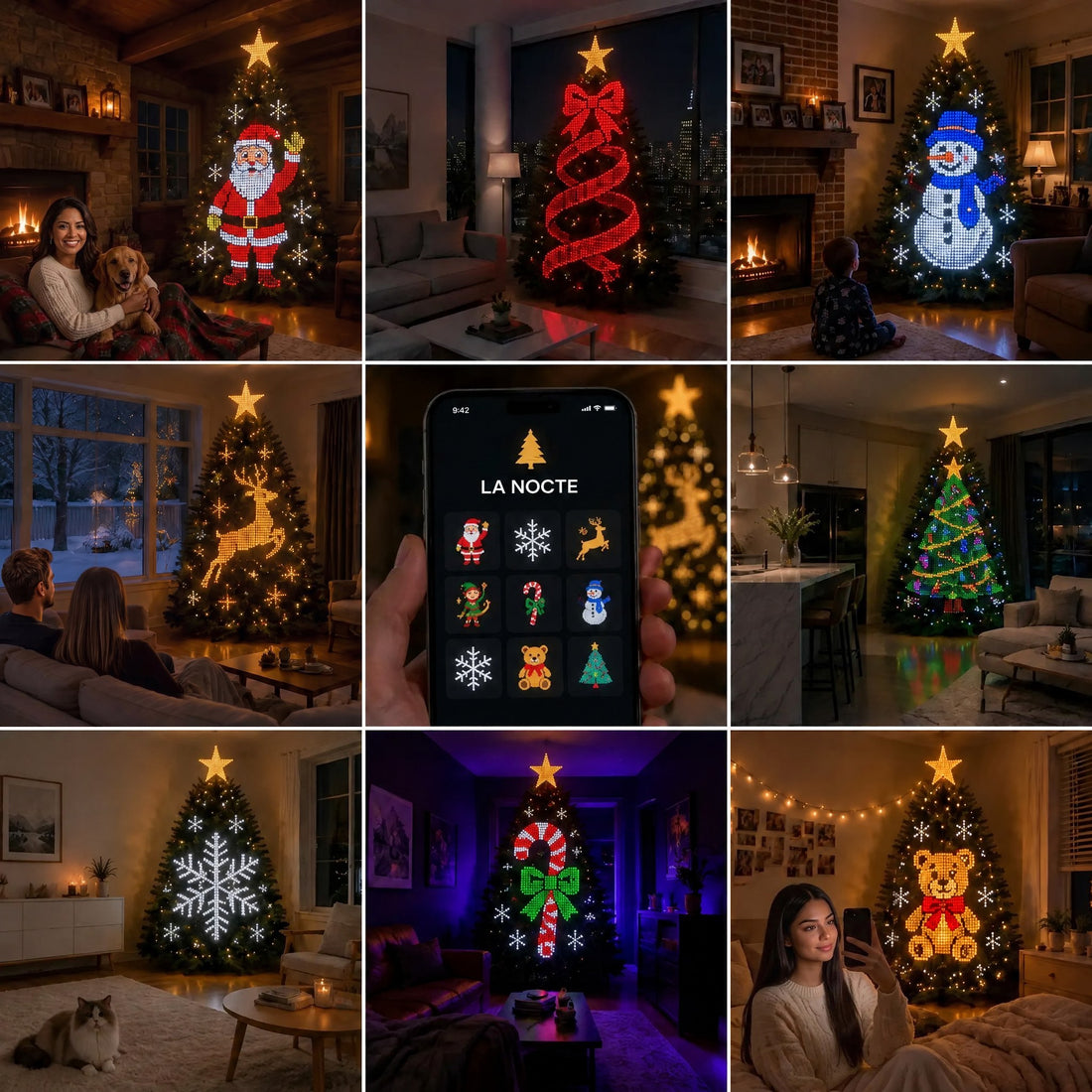 Más de 12 diseños animados en el árbol de Navidad