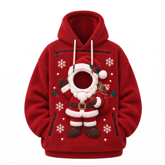 Sweat à poche pour chien Rouge de Noël, motif Père Noël en relief